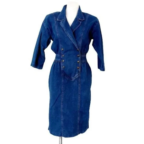 white christmas dresses Vintage 80’s Acid Wash Fringe Denim Mini Dress main image 1